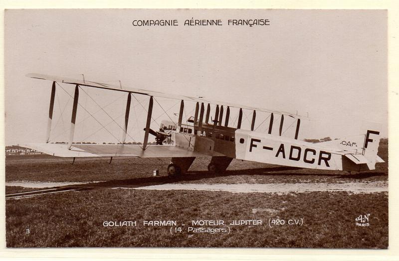 2197.jpg -     Lote:    2197      Lotes pelo Correio              Descrição:         Aviação * Compagnie Aérienne Française. Goliath Farman Motheur Jupiter (420 CV) (14 Passagers). Novo.        PI       Valor Base:     &euro; 5,00     Valor Venda:     Retirado     