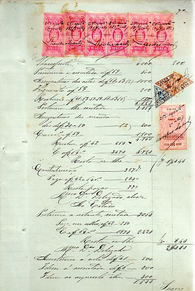 2200.jpg -     Lote:    2200      Lotes pelo Correio       Fiscais        Descrição:         Fiscais. Lote com documentos em papel selado com STO 100 reis, oval, preto, 1903 e parte documento com STO 80 reis oval, verde, 1894. Lote com boas EF: CI de 1897, 70 reis, PB 90; 1903, 2, 10 (4), 30, 100 e 600 reis, PB 217, 219, 221, 228 e 233; Justiça, 1893, 10 (4), 300 e 500 reis, PB 2, 5 e 6.        DOC       Valor Base:     &euro; 5,00     Valor Venda:     &euro; 8,00     
