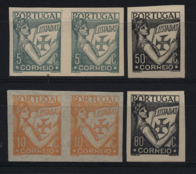 2290.jpg -     Lote:    2290      Lotes pelo Correio       Portugal       Descrição:         1931 &mdash; Lusíadas. Lote composto por dois pares e duas provas simples de provas não denteados a saber: par de 5c em verde + par de 10c em amarelo + prova de 50c em preto e prova de $80 em preto.        PRV       Valor Base:     &euro; 10,00     Valor Venda:     Retirado     