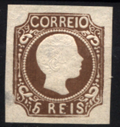 2318.jpg -     Lote:    2318      Lotes pelo Correio       Portugal       Descrição:         1856/58 &mdash; D. Pedro V, Cabelos anelados. CE10, 5 reis castanho, cunho X, com boas margens. Valor de catálogo &euro; 893,00.        *       Valor Base:     &euro; 80,00     Valor Venda:     &euro; 200,00     