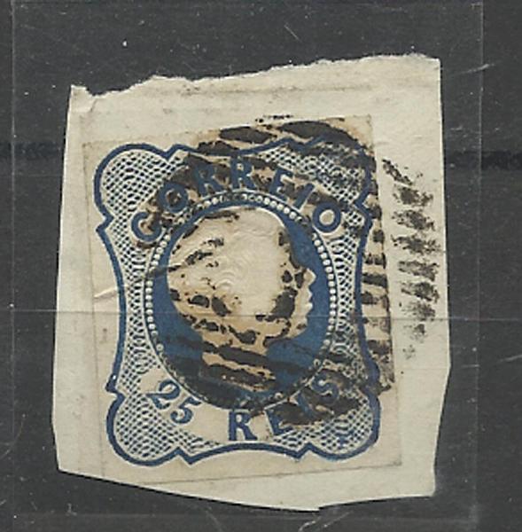 2319.jpg -     Lote:    2319      Lotes pelo Correio       Portugal       Descrição:         1856/58 &mdash; D. Pedro, cabelos anelados. CE11, 25 reis linhas simples. Selo s/ fragmento.        FRG       Valor Base:     &euro; 15,00     Valor Venda:     Retirado     