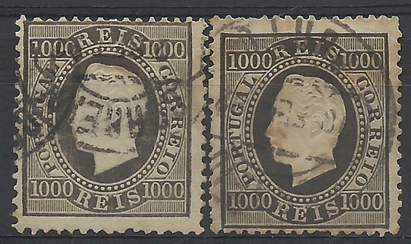 2336.jpg -     Lote:    2336      Lotes pelo Correio       Portugal       Descrição:         1884/ - D. Luís I. Fita direita. CE67, 1.000 reis preto, papel liso. Lote de dois selos em denteados 12 &frac12; e 13 &frac12;. Valor de catálogo &euro; 327,00        O       Valor Base:     &euro; 40,00     Valor Venda:     Retirado     