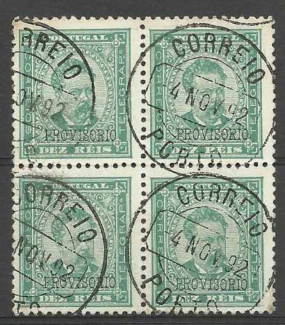 2348.jpg -     Lote:    2348      Lotes pelo Correio       Portugal       Descrição:         1892/93 &mdash; D. Luís I. Sobrecargas "PROVISORIO". CE81, 10 reis verde, denteado 11 &frac12;, sobrecarga b. Quadra. Valor de catálogo &euro; 64,00.        O       Valor Base:     &euro; 6,00     Valor Venda:     &euro; 10,00     