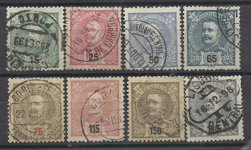 2360.jpg -     Lote:    2360      Lotes pelo Correio       Portugal       Descrição:         1898/1905 &mdash; D. Carlos I Mouchon. CE140/147. Série completa. Valor de catálogo &euro; 30,00.        O       Valor Base:     &euro; 5,00     Valor Venda:     &euro; 8,00     