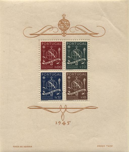 2441.jpg -     Lote:    2441      Lotes pelo Correio       Portugal       Descrição:         1945 &mdash; Centenário da Escola Naval. CE BLC9. Valor de catálogo &euro; 84,90.        BLC***       Valor Base:     &euro; 12,00     Valor Venda:     &euro; 19,00     