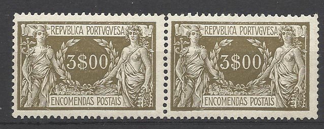 2452.jpg -     Lote:    2452      Lotes pelo Correio       Portugal       Descrição:         1920/22 &mdash; Encomendas Postais. Comércio e Indústria. CE EP14, 3$00 sépia. Par horizontal. Valor de catálogo &euro; 153,20.        ***       Valor Base:     &euro; 15,00     Valor Venda:     Retirado     