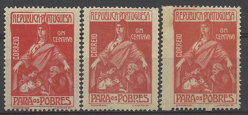 2453.jpg -     Lote:    2453      Lotes pelo Correio       Portugal       Descrição:         1915/25 &mdash; Imposto Postal e Telegráfico. Para os Pobres. CE IP7, 1C carmim rosa. Lote de três selos novos sem sinal de charneira. Um deles com o denteado deslocado no bordo esquerdo tornando o selo maior do que os normais.        Lote       Valor Base:     &euro; 5,00     Valor Venda:     Retirado     