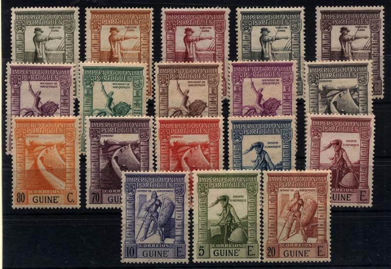 2486.jpg -     Lote:    2486      Lotes pelo Correio       Guiné       Descrição:         1938 &mdash; Império Colonial Português. CE223/240. Série completa. Selos de 2$00 e 20$00 com ligeiro ponto de óxido. Valor de catálogo &euro; 97,00.        **       Valor Base:     &euro; 12,00     Valor Venda:     &euro; 12,00     