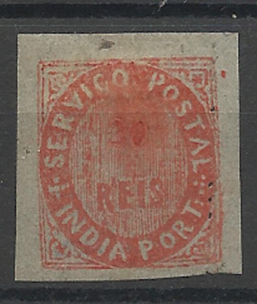 2492.jpg -     Lote:    2492      Lotes pelo Correio       Índia       Descrição:         1876 &mdash; Nativos. Tipo IIB. CE28, 20 reis vermelho, papel azulado fino. Valor de catálogo &euro; 47,00.        **       Valor Base:     &euro; 10,00     Valor Venda:     &euro; 18,00     