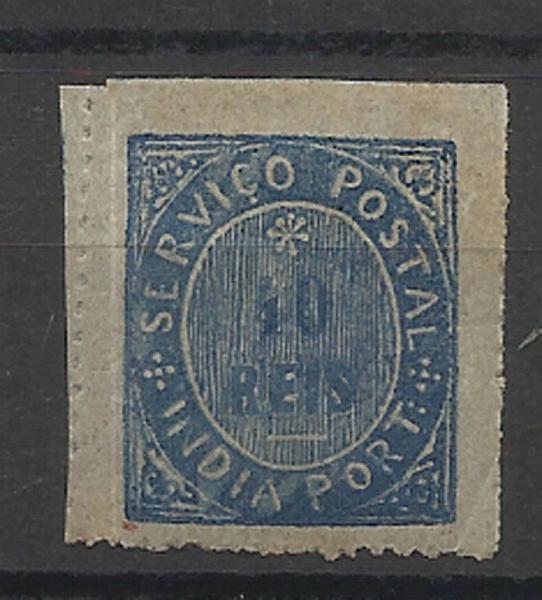 2493.jpg -     Lote:    2493      Lotes pelo Correio       Índia       Descrição:         1877 &mdash; Nativos. Tipo IIIB. CE42, 40 reis azul, papel azulado fino. Valor de catálogo &euro; 35,00.        **       Valor Base:     &euro; 10,00     Valor Venda:     &euro; 15,00     