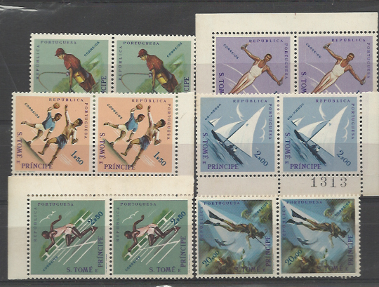 2538.jpg -     Lote:    2538      Lotes pelo Correio       S. Tomé e Príncipe       Descrição:         1962 &mdash; Modalidades desportivas. CE370/375. Série completa em pares horizontais. Alguns valores com manchas no verso. Lote a ver. Valor de catálogo &euro; 18,00.        ***       Valor Base:     &euro; 3,00     Valor Venda:     &euro; 3,00     