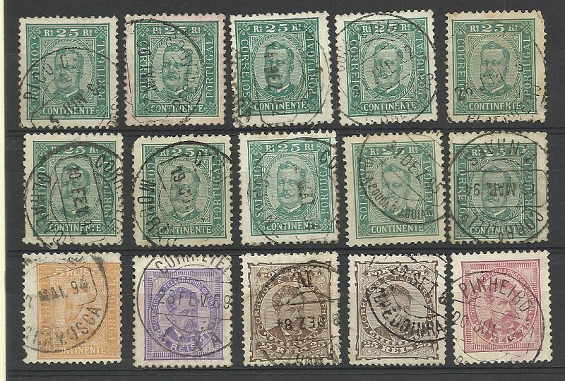 2603.jpg -     Lote:    2603      Lotes pelo Correio       Portugal       Descrição:         Carimbos circulares datados tipo 1880. Lote de 15 selos simples obliterados com carimbos batidos a preto de: PICO DE REGALADOS (2), PEREIRA, P. SALGADAS, PECEGUEIRO, OLHALVO, MOURA, JOANNE, VILAPOUCA DE AGUIAR, VINHAES, CHAMUSCA, LIXA, ALPEDRINHA e PINHEIRO DA BEMPOSTA. Lote a ver.        Lote       Valor Base:     &euro; 10,00     Valor Venda:     &euro; 12,00     
