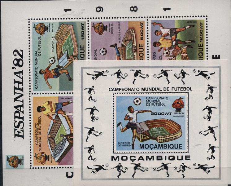 2767.jpg -     Lote:    2767      Lotes pelo Correio              Descrição:      Moçambique.   1981 &mdash; Futebol. Campeonato do Mundo de Futebol "ESPAÑA '82. CE216/221.        BLC***       Valor Base:     &euro; 8,00     Valor Venda:     Retirado     