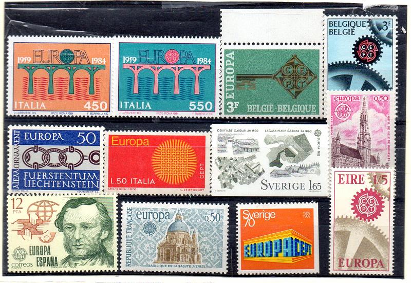 2769.jpg -     Lote:    2769      Lotes pelo Correio              Descrição:      Irlanda, Itália, Bélgica, Suécia, França, Espanha e Lichetenstein.   Lote com 12 selos do tema EUROPA CEPT. Lote a ver.        ***       Valor Base:     &euro; 6,00     Valor Venda:     Retirado     