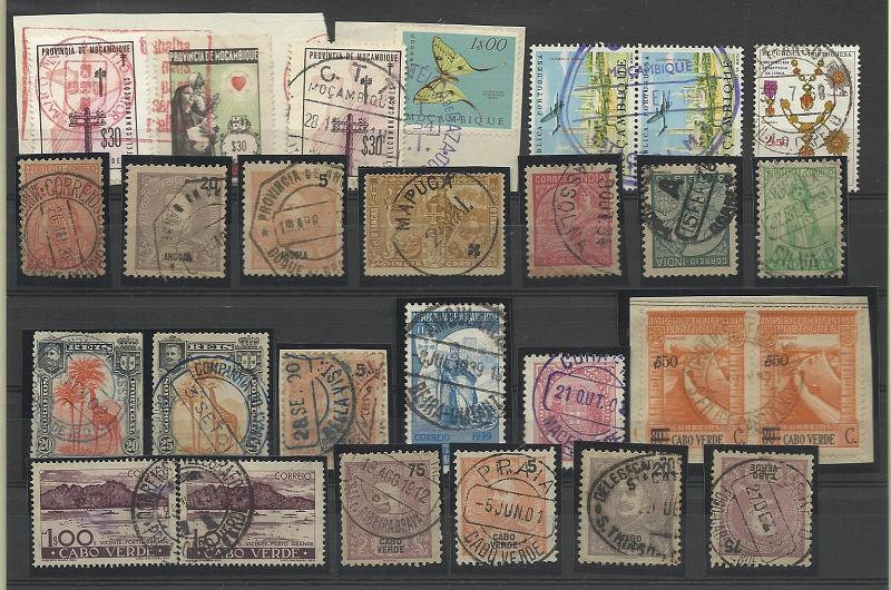 2830.jpg -     Lote:    2830      Lotes pelo Correio              Descrição:      Colónias Portuguesas.   Lote com 27 selos obliterados com carimbos diferentes das colónias portuguesas.        Lote       Valor Base:     &euro; 15,00     Valor Venda:     Retirado     