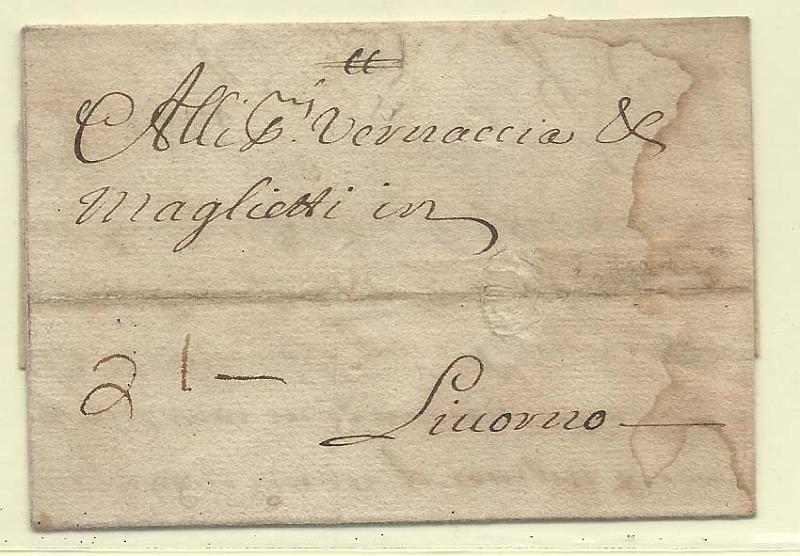 0001.jpg -     Lote:    1            Portugal       Descrição:      Correios-Mores.   Carta circulada de Lisboa de 1696 para Livorno. Pequenos defeitos.        Carta       Valor Base:     € 30,00     Valor Venda:     Retirado     