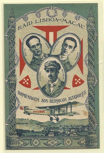 0587.jpg -     Lote:    587                   Descrição:         Aviação — "Raide Lisboa — Macau, Homenagem aos Heróicos Aviadores". Novo.        PI       Valor Base:     € 30,00     Valor Venda:     € 32,00       