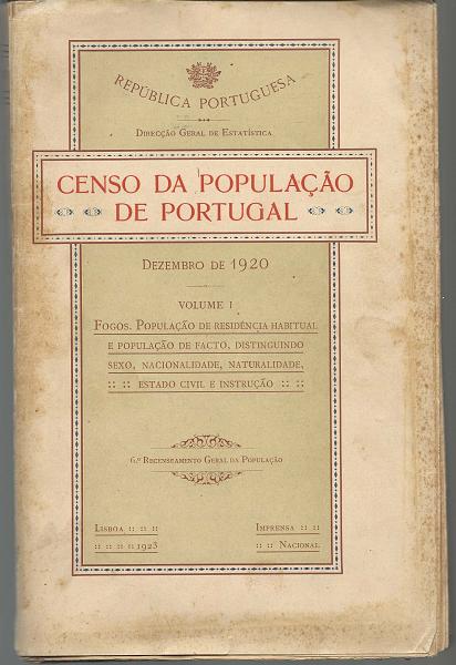 1520.jpg -     Lote:    1520                   Descrição:         Censo da População de Portugal — Dezembro de 1920. Imprensa nacional, 1923.        Livro       Valor Base:     € 12,00     Valor Venda:     Retirado     