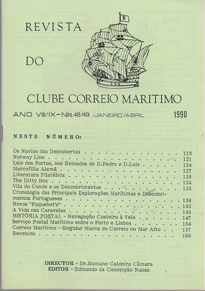 0159.jpg -     Lote:    159      J. M. Castanheira da Silveira (1ª parte)      Literatura Filatélica       Descrição:         Revista do Clube do Correio Marítimo. N,ºs 48/49 a 59 (1990-1992).         Livro       Valor Base:     € 15,00     Valor Venda:     € 15,00       