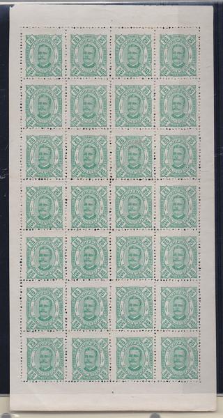 0189.jpg -     Lote:    189      Colecção Especializada - Zambézia             Descrição:         1892/93 &mdash; D. Carlos I, tipo Diogo Neto. CE 5/6, 20 e 25 reis. Folhas completas de 28 selos. Valor de catálogo &euro; 156,80.         *       Valor Base:     &euro; 40,00     Valor Venda:     Retirado     