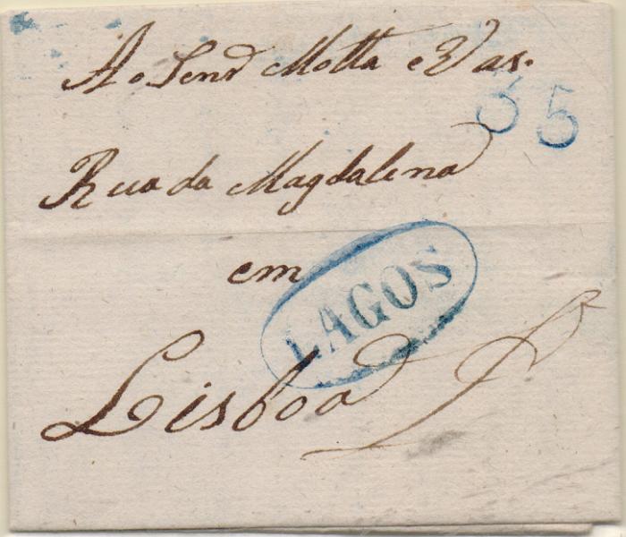 0255.jpg -     Lote:    255            Portugal       Descrição:         Gouveia &mdash; A vermelho, GM GVA1 em carta datada de Gouveia (02.08.29) para Lisboa, com o porte de 35 reis manuscrito a sépia.         Carta       Valor Base:     &euro; 50,00     Valor Venda:     &euro; 90,00       