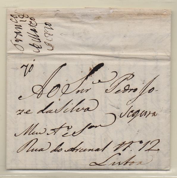 0279.jpg -     Lote:    279            Portugal       Descrição:         Trancoso * Segura &mdash; Manuscrita a sépia remetida de Marialva (16.03.1820) para Lisboa com o porte de 70 reis manuscrito a sépia. MB MR.         Carta       Valor Base:     &euro; 300,00     Valor Venda:     &euro; 550,00       