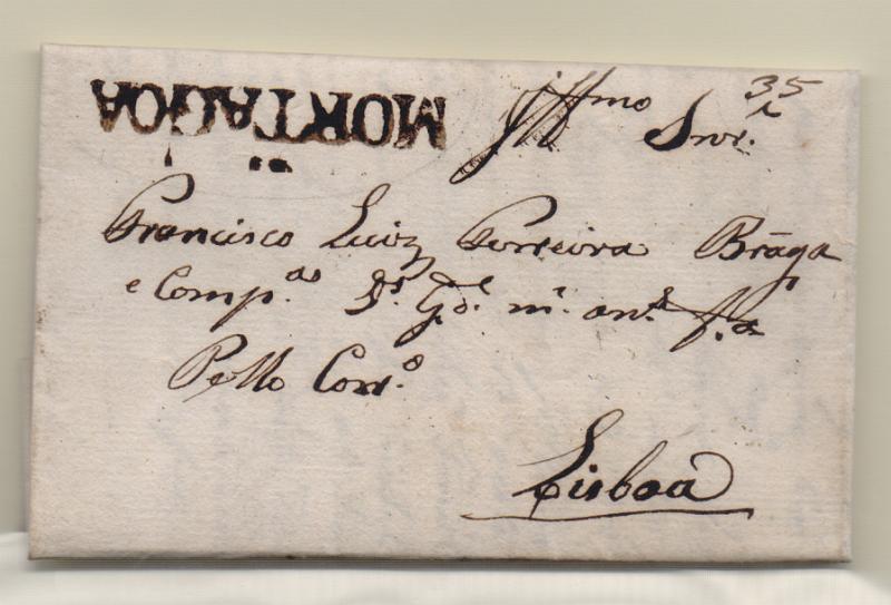 0284.jpg -     Lote:    284            Portugal       Descrição:         Mortágua - A sépia, GM MRT1 em carta datada de Monte de Lobos (15.06.32) para Lisboa, com o porte de 35 reis manuscrito a sépia. MB e R. Carta com a data mais antiga conhecida.         Carta       Valor Base:     &euro; 300,00     Valor Venda:     &euro; 460,00       