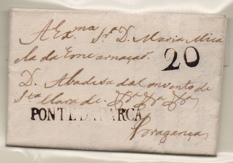 0288.jpg -     Lote:    288            Portugal       Descrição:         Ponte da Barca &mdash; A sépia, GM PTB1 Em carta datada de Ponte da Barca (10.12.1800) para Bragança com o porte de 20 reis batido a sépia. Só se conhece mais outro exemplar datado de 28.05.1800. MB.         Carta       Valor Base:     &euro; 100,00     Valor Venda:     &euro; 220,00       