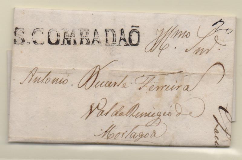 0297.jpg -     Lote:    297            Portugal       Descrição:         Santa Comba Dão &mdash; A vermelho, GM SCD1 em carta datada de São João de Areias (07.0742) para Vale de Remígio com o porte de 20 reis manuscrito a sépia. Cor não catalogada. MB         Carta       Valor Base:     &euro; 200,00     Valor Venda:     &euro; 320,00       