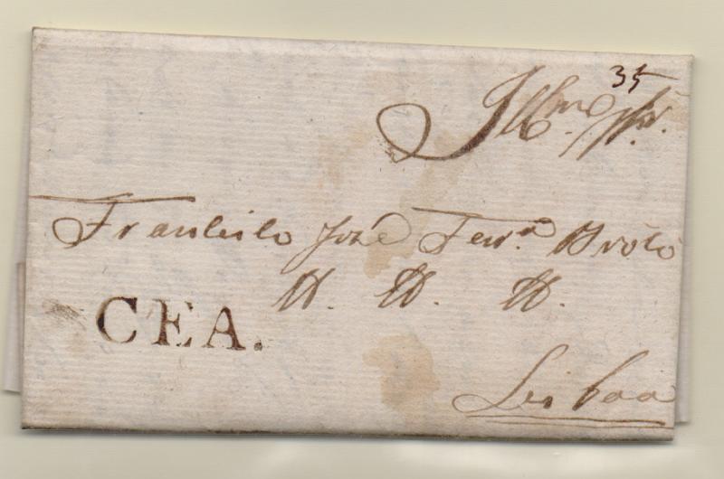 0301.jpg -     Lote:    301            Portugal       Descrição:         Cea &mdash; A sépia, GM SEI 2 em carta datada de Tourais (1º.09.29) para Lisboa, com o porte de 35 reis manuscrito a sépia.         Carta       Valor Base:     &euro; 20,00     Valor Venda:     &euro; 40,00       