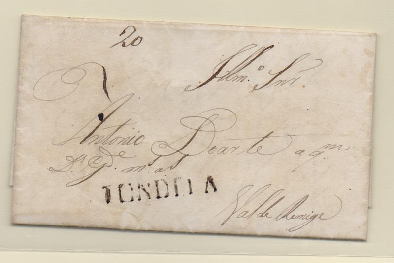 0304.jpg -     Lote:    304            Portugal       Descrição:         Tondela &mdash; A sépia, GM TND1 em carta datada de Santa Ovaia (04.09.30) para Lisboa, com o porte de 35 reis manuscrito a sépia.         Carta       Valor Base:     &euro; 20,00     Valor Venda:     &euro; 20,00       
