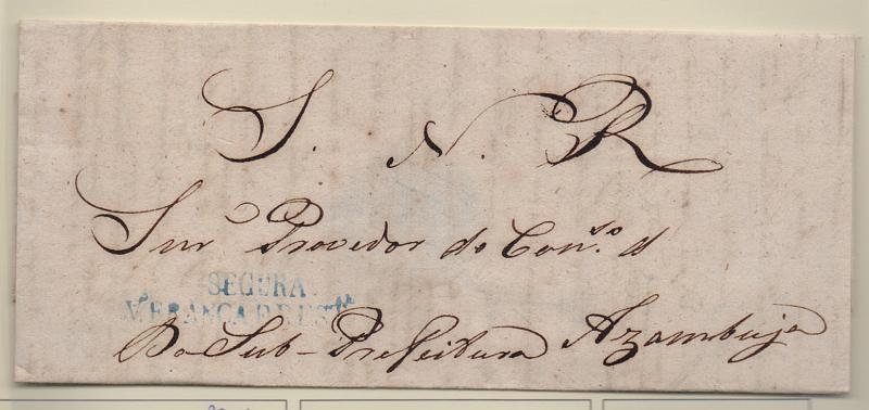 0310.jpg -     Lote:    310            Portugal       Descrição:         Vila Franca da Restauração / Segura &mdash; A azul, GM VFX-S2 em carta não datada de Vila Franca para Azambuja, isenta de porte.         Carta       Valor Base:     &euro; 20,00     Valor Venda:     Retirado     