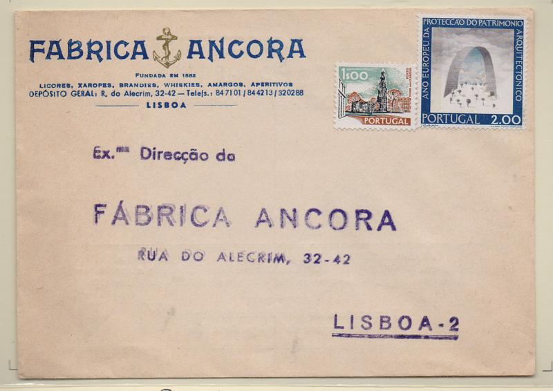 0531.jpg -     Lote:    531                   Descrição:         Perfurados. Sobrescrito circulado em Lisboa com selos CE1130 e CE1268, perfurados com F.A. &mdash; FÁBRICA ANCORA.         Carta       Valor Base:     &euro; 20,00     Valor Venda:     &euro; 32,00       