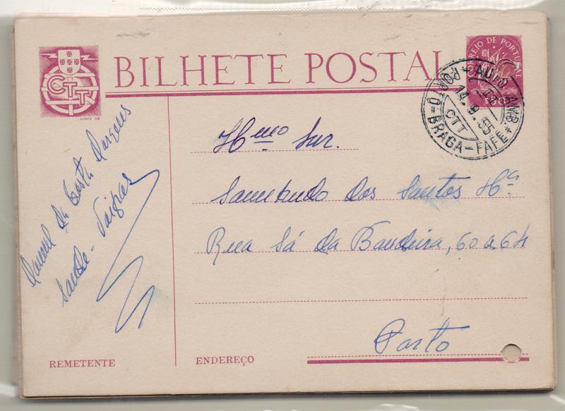 0590.jpg -     Lote:    590            Correio ferroviário       Descrição:         Correio ferroviário. Lote com 14 inteiros postais tipo Caravela de $50, todos com furos de arquivos, circulados em ambulâncias ferroviárias. Notamos: AUTO AMB. / PORTO — BRAGA — FAFE, AUTO AMB. / PORTO — AVEIRO — COIMBRA, AUTO AMB. / LISBOA — SANTARÉM — ENTRONCAMENTO, RAMAL DE LAGOS II, RAMAL DE TOMAR, AMB. LESTE I, NORTE III, VOUGA II, AMBULANCIA SABOR II, MINHO II, CORGO II,MARVÃO II, TUA II e SUESTE I.         Lote       Valor Base:     € 15,00     Valor Venda:     € 15,00       