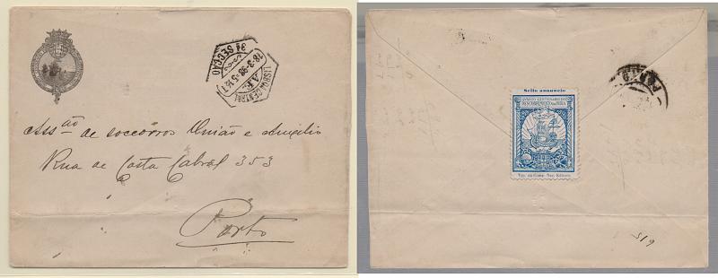0662.jpg -     Lote:    662            Isentos de franquia       Descrição:         Isentos de franquia. 1898 &mdash; 4.º Centenário do Descobrimento do Caminho Marítimo para a Índia. Isentos de Franquia. Sobrescrito circulado de Lisboa (18.03.98) para o Porto, com vinheta do evento no verso. MB e MR.         Carta       Valor Base:     &euro; 50,00     Valor Venda:     Retirado     