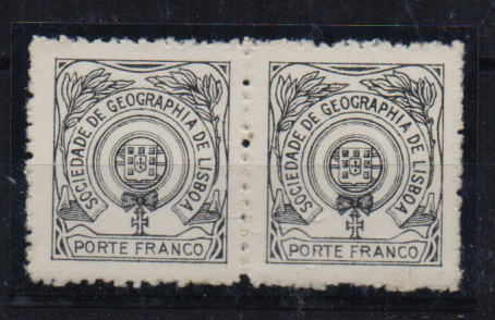 0730.jpg -     Lote:    730            Portugal       Descrição:         1938 &mdash; Porte Franco. Sociedade de Geografia de Lisboa. CE SGL22. Par horizontal de provas a preto.         PRV       Valor Base:     &euro; 15,00     Valor Venda:     &euro; 22,00       