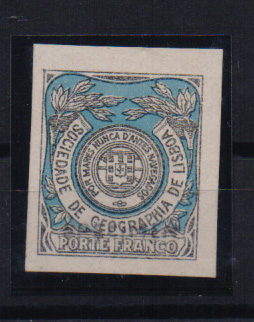0731.jpg -     Lote:    731            Portugal       Descrição:         1932 &mdash; Porte Franco. Sociedade de Geografia de Lisboa. CE SGL13. Prova a azul sem impressão da cor vermelha, não denteada, com sobrecarga SPECIMEN.         PRV       Valor Base:     &euro; 12,00     Valor Venda:     &euro; 16,00       