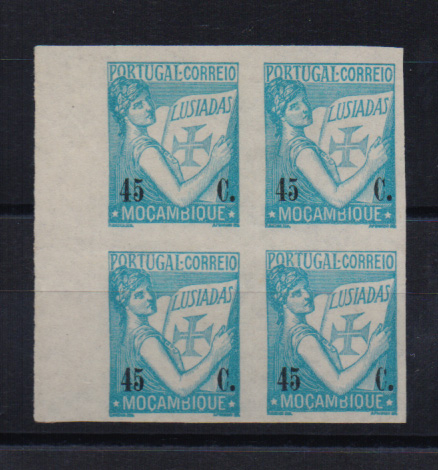 0744.jpg -     Lote:    744            Moçambique       Descrição:         1933 &mdash; Lusíadas. CE277, 45C. Quadra de provas não denteadas, bordo de folha. MB.         PRV       Valor Base:     &euro; 25,00     Valor Venda:     &euro; 25,00       