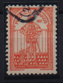 0770.jpg -     Lote:    770            Portugal       Descrição:         1931 — 5.º Centenário da Morte de D. Nuno Alvares Pereira. CE539, $40C. Selo sem impressão da taxa.         O       Valor Base:     € 10,00     Valor Venda:     € 20,00       