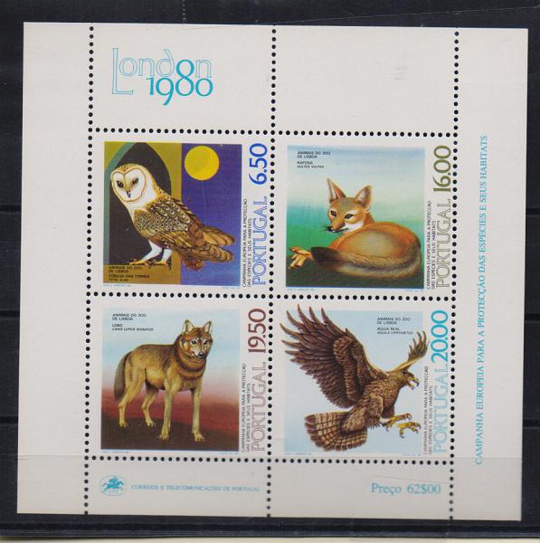 0832.jpg -     Lote:    832            Portugal       Descrição:         1980 — Animais do Zoo de Lisboa. CE BLC32. Segunda tiragem em azul claro.         BLC***       Valor Base:     € 12,00     Valor Venda:     Retirado     