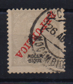 0872.jpg -     Lote:    872            Moçambique       Descrição:         1911 — D. Carlos I, tipo Mouchon, com sobrecarga REPUBLICA. CE103, 2 ½ reis cinzento, com a sobrecarga invertida.         O       Valor Base:     € 6,00     Valor Venda:     € 6,00       