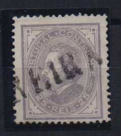 0909.jpg -     Lote:    909            Portugal       Descrição:         Carimbos nominativos. 1880/81 &mdash; D. Luís I. De perfil. CE54, violeta vermelho. Obliterado com carimbo batido a preto de "FERREIRA".         O       Valor Base:     &euro; 10,00     Valor Venda:     Retirado     