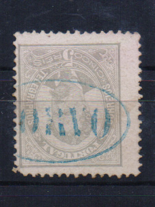 0928.jpg -     Lote:    928            Portugal       Descrição:         Carimbos nominativos. 1882/83 &mdash; D. Luís I. De frente. CE56, 5 reis cinzento, denteado 11 &frac12;. Obliterado com carimbo batido a azul "CORVO".         O       Valor Base:     &euro; 25,00     Valor Venda:     &euro; 25,00       