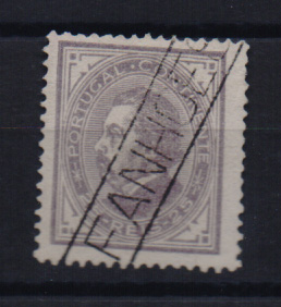 0936.jpg -     Lote:    936            Portugal       Descrição:         Carimbos nominativos. 1880/81 &mdash; D. Luís I. De perfil. CE54, cinzento. Obliterado com carimbo batido a preto de "FANHÕES".         O       Valor Base:     &euro; 15,00     Valor Venda:     &euro; 34,00       