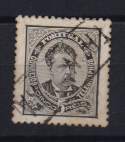 0938.jpg -     Lote:    938            Portugal       Descrição:         Carimbos nominativos. 1884/87 &mdash; D. Luís I. De frente. CE60, 5 reis preto. Obliterado com carimbo batido a preto de "FRONTEIRA"         O       Valor Base:     &euro; 10,00     Valor Venda:     Retirado     