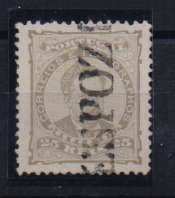 0952.jpg -     Lote:    952            Portugal       Descrição:         Carimbos nominativos. 1882/83 &mdash; D. Luís. De frente. CE57, 25 reis castanho obliterado com carimbo batido a preto "ESPOZENDE".         O       Valor Base:     &euro; 15,00     Valor Venda:     &euro; 42,00       