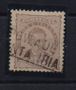 0957.jpg -     Lote:    957            Portugal       Descrição:         Carimbos nominativos. 1882/83 &mdash; D. Luís. De frente. CE57, 25 reis castanho obliterado com carimbo batido a preto "POVOA DE SANTA IRIA".         O       Valor Base:     &euro; 20,00     Valor Venda:     &euro; 22,00       