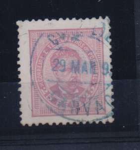1012.jpg -     Lote:    1012            Portugal       Descrição:         Carimbos circulares datados tipo 1880. 1884/87 &mdash; D. Luís I, de frente. CE63, 25 reis, denteado 11 &frac12;, obliterado com carimbo batido a azul de "GARVÃO".         O       Valor Base:     &euro; 10,00     Valor Venda:     &euro; 28,00       