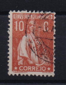 1018.jpg -     Lote:    1018            Portugal       Descrição:         Carimbos circulares datados, tipo 1880. 1912 - Ceres. CE215, 10c, obliterado com carimbo batido a preto de "S. THIAGO &mdash; GUARDA (SEIA)".         O       Valor Base:     &euro; 15,00     Valor Venda:     Retirado     