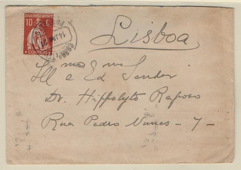 1034.jpg -     Lote:    1034            Portugal       Descrição:         Carimbos circulares datados tipo 1880. Sobrescrito circulado do portelo (14.01.21) para lisboa com selo de 10c CE215, obliterado com carimbo batido a preto de "PORTELLO".         Carta       Valor Base:     &euro; 15,00     Valor Venda:     Retirado     